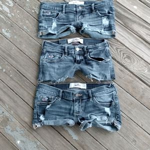 3 prs of Hollister denim shorts Sizes 24/25